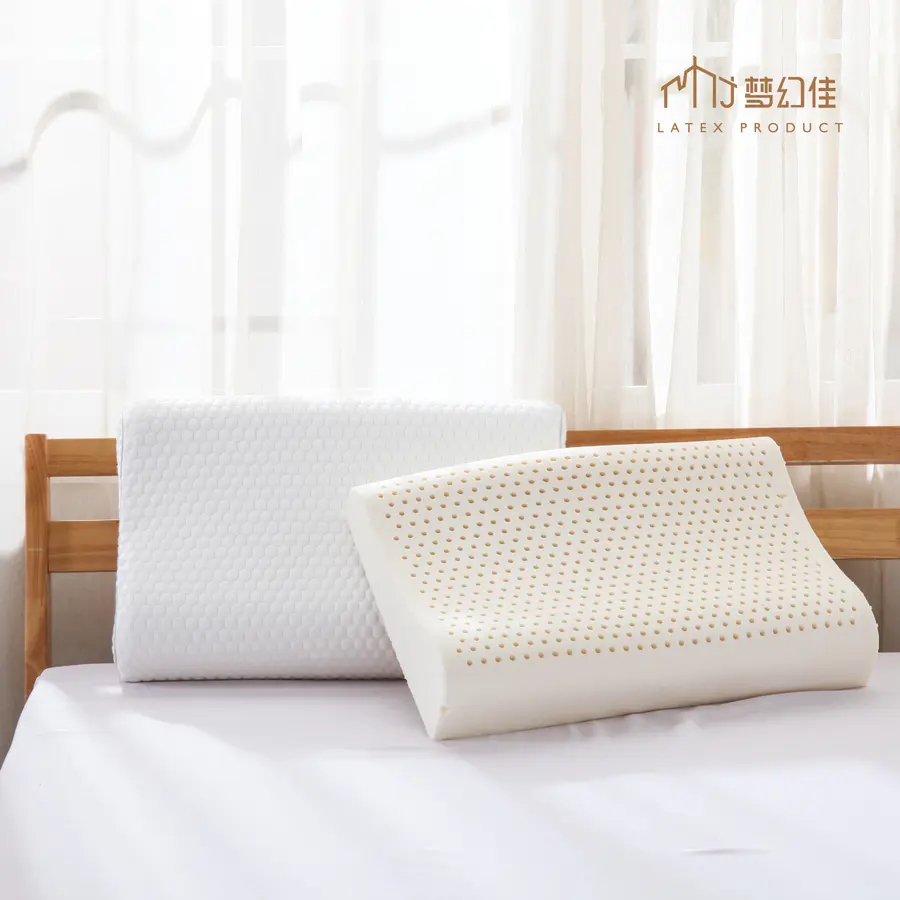 白色針織布人體工學乳膠枕